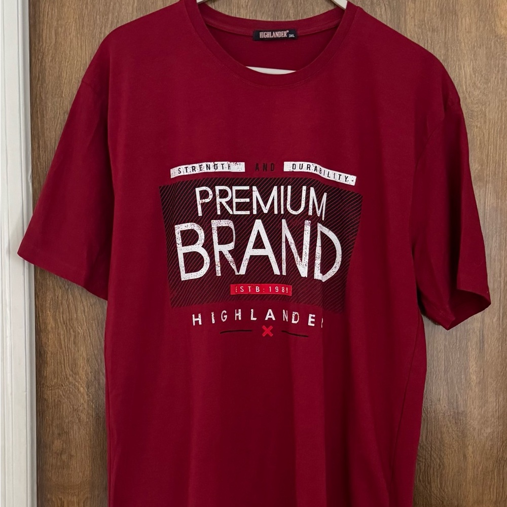 Highlander Red Premium Brand Men's cotton graphic T-Shirt, size 3XL plus casual